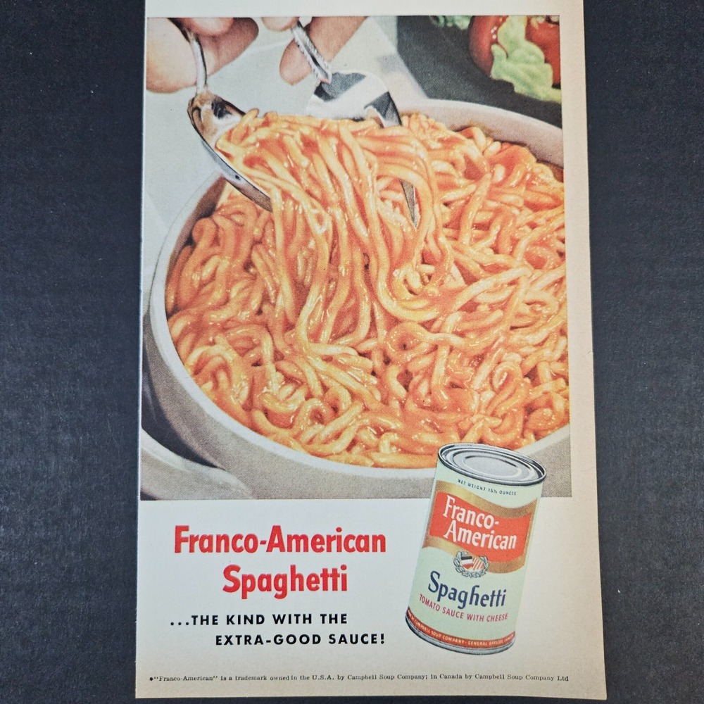 1953 Franco-American Canned Spaghetti Vintage‎ Print Ad Dad Son Campbell Soup Co